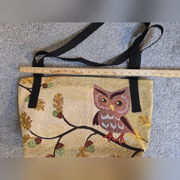 Handmade Owl Tapestry Handbag Nature Lightweight Cottagecore Boho - Picture 6 of 9